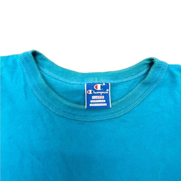 Lady’s 90s minimalist Champion blue T-shirt size XL - Picture 4 of 4